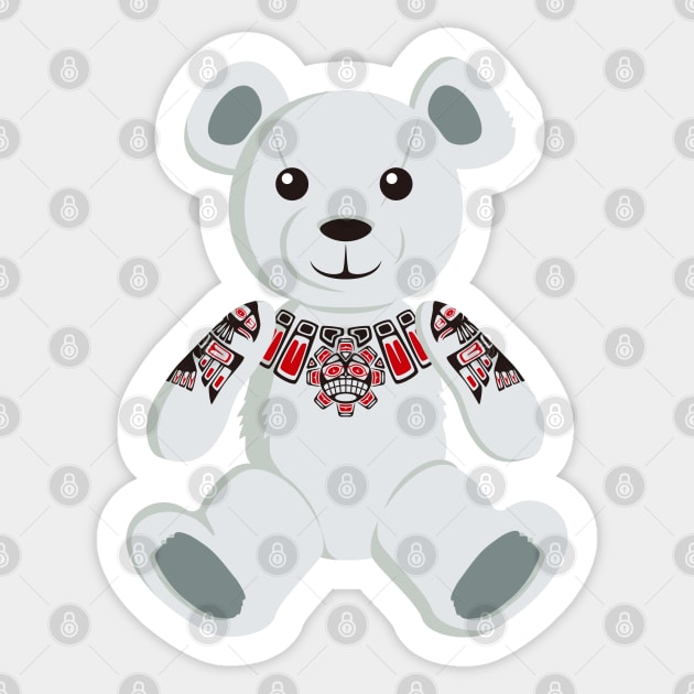 Haida tattooed teddy bear Sticker by TurkeysDesign